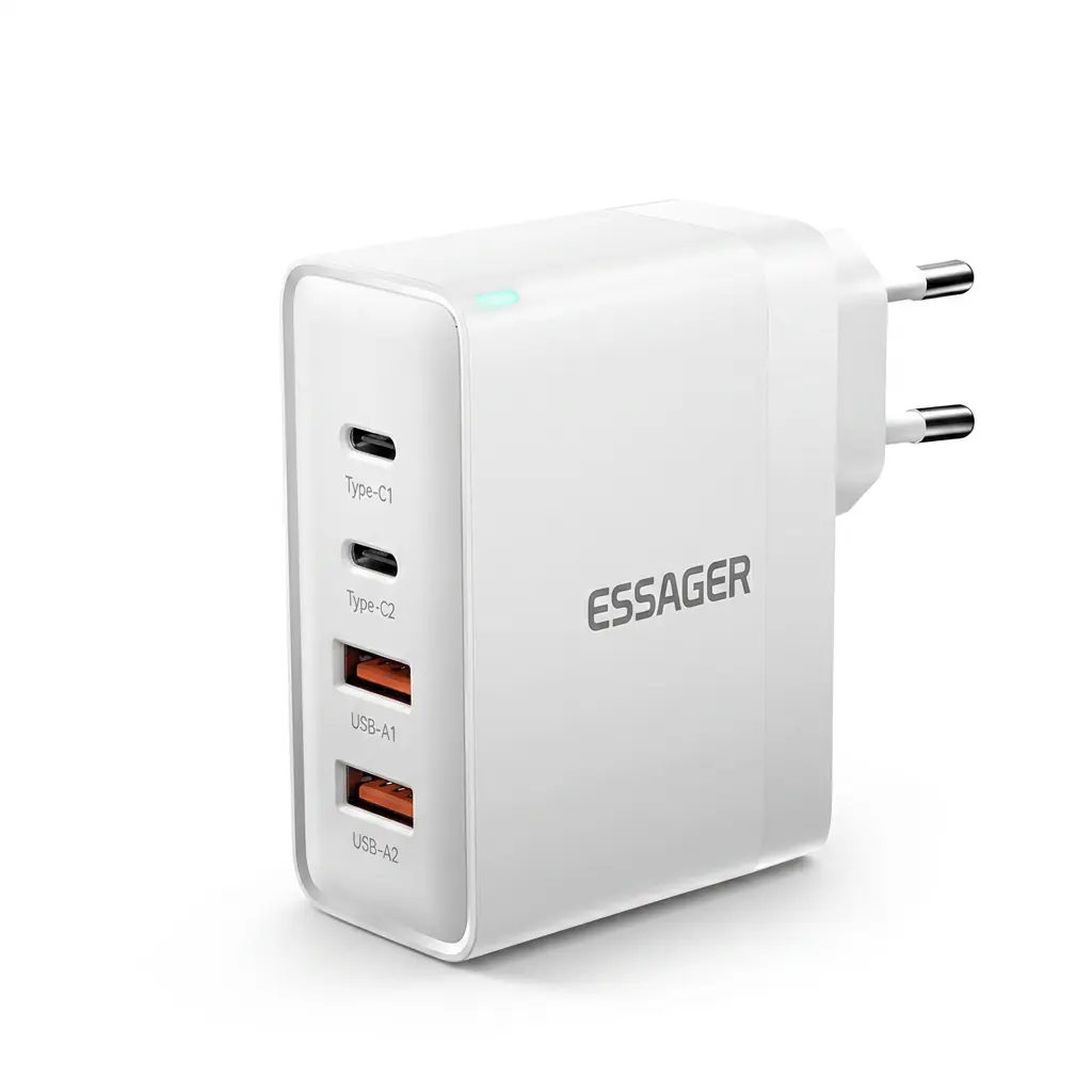 Chargeur GaN 100W multi-ports compact MagVolt blanc pour MacBook et iPhone