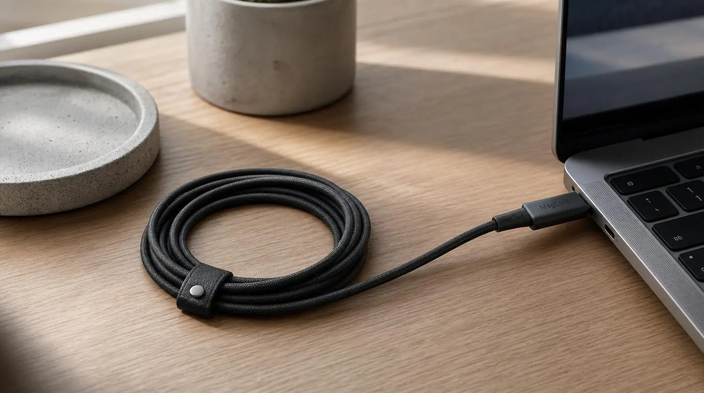 Câble USB-C branché sur un chargeur allume-cigare dans une voiture