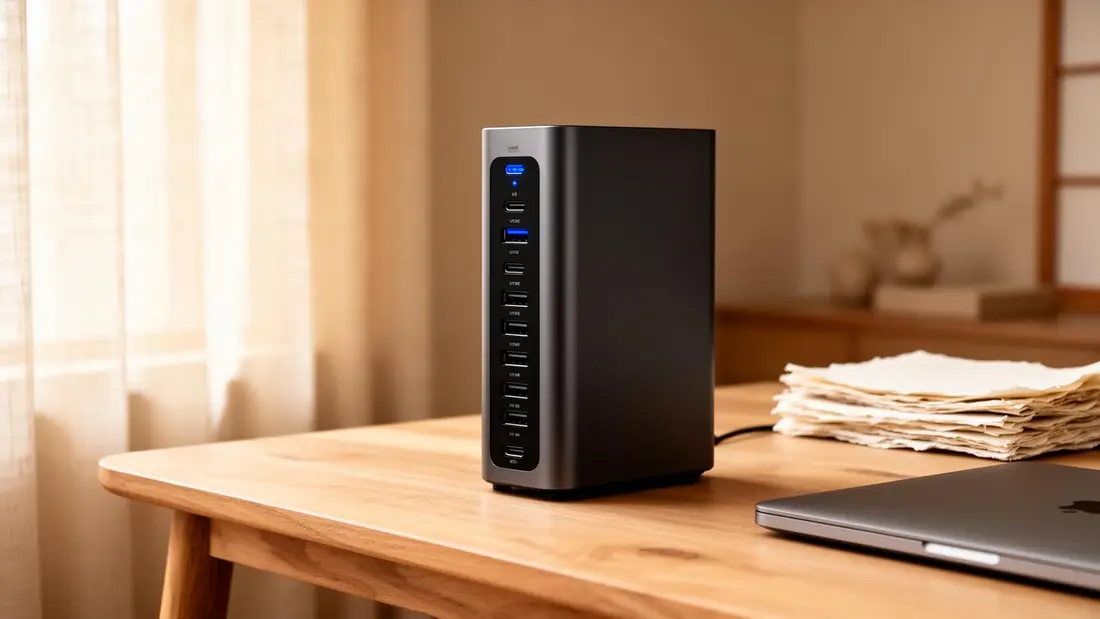 Station de charge MagStation 320W sur un bureau