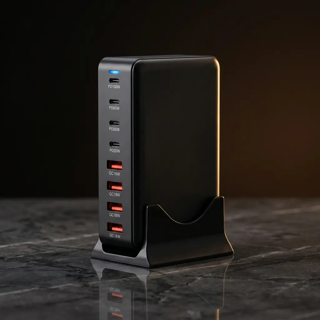 MagStation 320W — Noir Carbone, station de charge 8 ports GaN